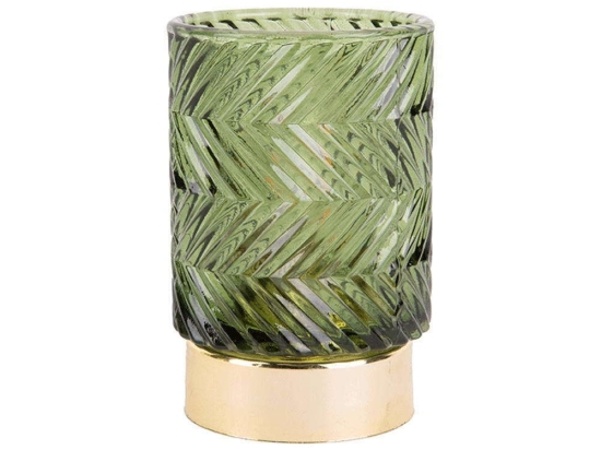 Κηροπήγιο Με Φωτισμό Led Zig Zag PT3689GR 8,5x13cm Dark Green Present Time Γυαλί