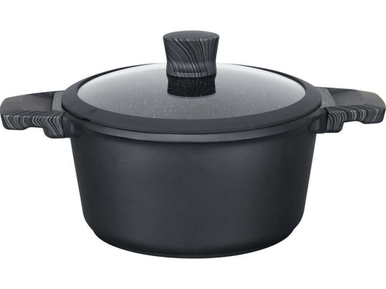 Κατσαρόλα Αντικολλητική Premium Lava 07.70.24 Φ24x12,1cm 4,6lt Black Keystone 24cm Αλουμίνιο
