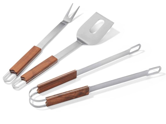 Εργαλεία Barbeque Brick (Σετ 3Τμχ) 353014 Inox-Brown Philippi Ατσάλι,Ξύλο