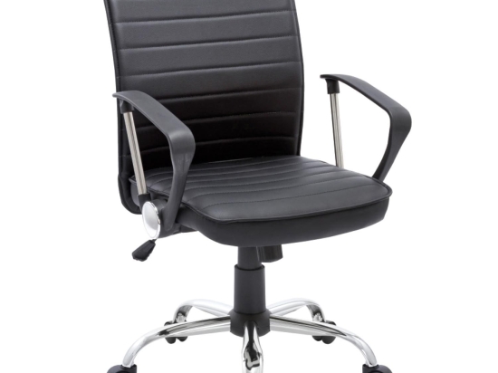 Πολυθρόνα Γραφείου BF3450 ΕΟ219 Χρώμιο/Pvc Μαύρο 57x64x90/100cm