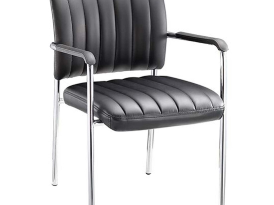 Πολυθρόνα Επισκέπτη Denim ΕΟ556,W Χρώμιο/Pu Μαύρο 57x58x80cm Σετ 4τμχ