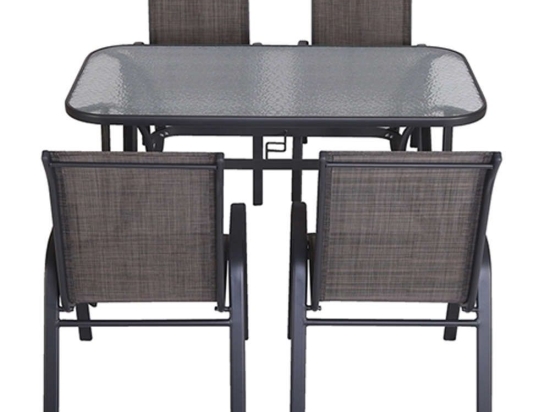 Τραπεζαρία Denim 06.8080.1 (Σετ 5Τμχ) 120x70cm Anthracite Zita Plus 4 Θέσεων