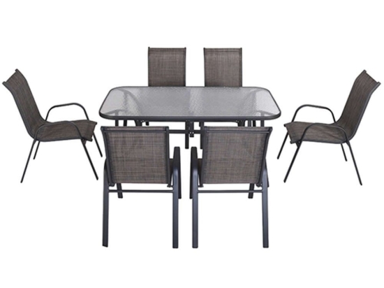 Τραπεζαρία Denim 06.8082.1 (Σετ 7Τμχ) 160x90cm Anthracite Zita Plus 6 Θέσεων