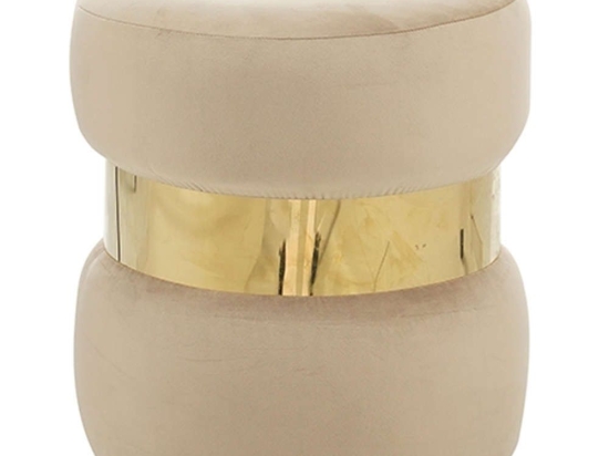 Σκαμπό Linda/R 40.0151 Φ37x43cm Βελούδινο Beige Zita Plus