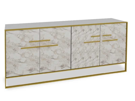 Μπουφές Marble pakoworld χρώμα λευκό μαρμάρου-χρυσό 180x47,5x75εκ