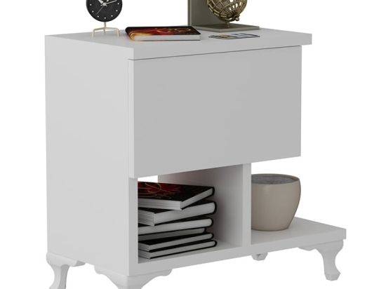 Κομοδίνο PWF-0409 pakoworld λευκό 47x33x47εκ