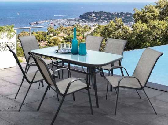 Σετ Τραπεζαριας 7Τμχ 160X90 Bruno & 6 Leon Πολυθρονα Hm5206.01 6 Θέσεων