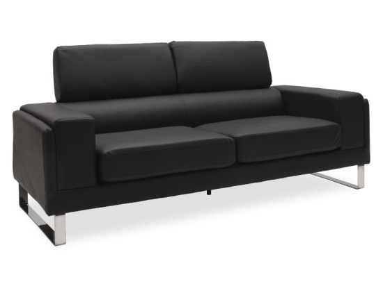 Καναπές Shea pakoworld 3θέσιος pu μαύρο-inox 198x80x87εκ