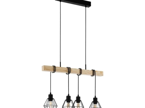 Φωτιστικό Οροφής Ράγα Townshend 5 43132 Black-Brown Eglo Μέταλλο,Ξύλο