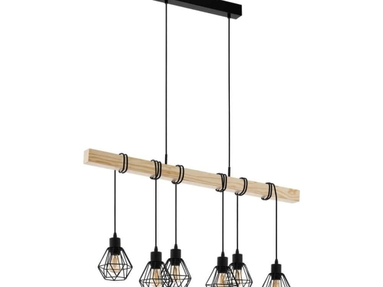 Φωτιστικό Οροφής Ράγα Townshend 5 43133 Black-Brown Eglo Μέταλλο,Ξύλο