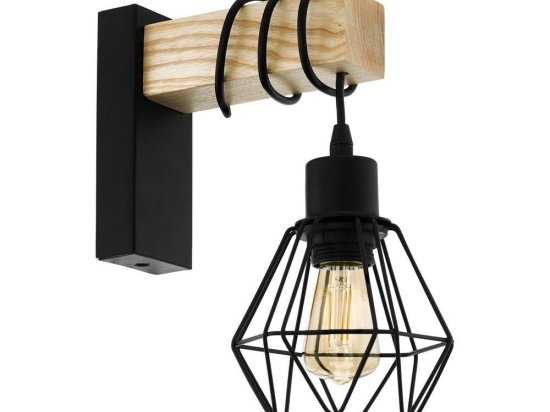 Φωτιστικό Τοίχου - Απλίκα Townshend 5 43135 Black-Brown Eglo Μέταλλο,Ξύλο
