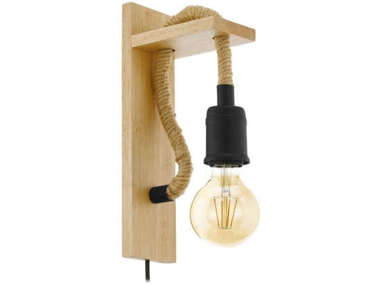 Φωτιστικό Τοίχου - Απλίκα Rampside 43197 Black-Brown Eglo Μέταλλο,Ξύλο