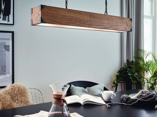 Φωτιστικό Οροφής Κρεμαστό Harborough 43159 Black-Brown Eglo Μέταλλο,Ξύλο