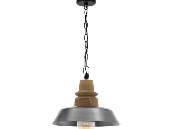 Φωτιστικό Οροφής Κρεμαστό Riddlecombe 33024 Silver-Brown Eglo Μέταλλο,Ξύλο