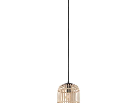 Φωτιστικό Οροφής Κρεμαστό Bordesley 43231 Natural-Black Eglo Μέταλλο,Ξύλο