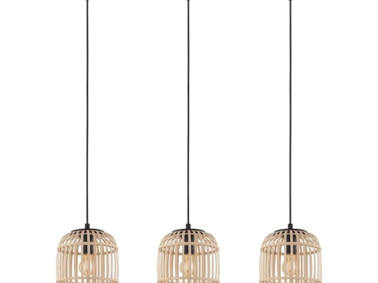 Φωτιστικό Οροφής Ράγα Bordesley 43217 Natural-Black Eglo Μέταλλο,Ξύλο