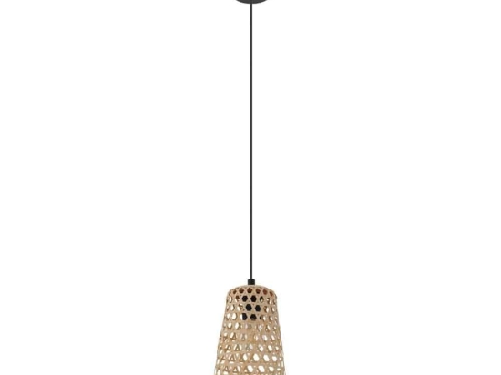 Φωτιστικό Οροφής Κρεμαστό Claverdon 43252 Natural-Black Eglo Μέταλλο,Ξύλο