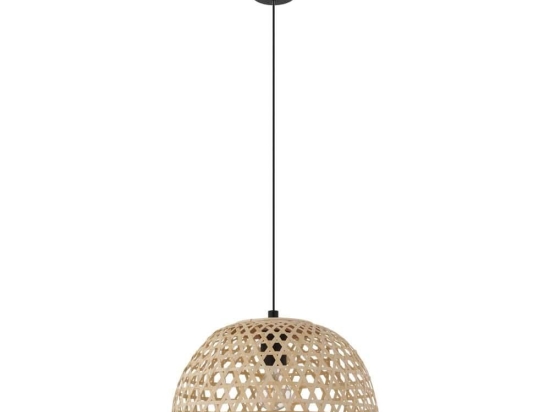Φωτιστικό Οροφής Κρεμαστό Claverdon 43253 Natural-Black Eglo Μέταλλο,Ξύλο