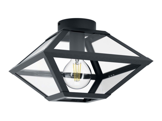 Φωτιστικό Οροφής Πλαφονιέρα Casefabre 98355 Black-Clear Eglo Μέταλλο,Γυαλί