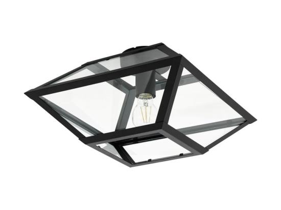 Φωτιστικό Οροφής Πλαφονιέρα Casefabre 98356 Black-Clear Eglo Μέταλλο,Γυαλί