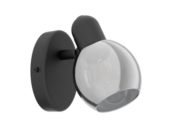 Φωτιστικό Τοίχου - Απλίκα Spot Pollica 98624 Black-Clear Eglo Μέταλλο,Γυαλί