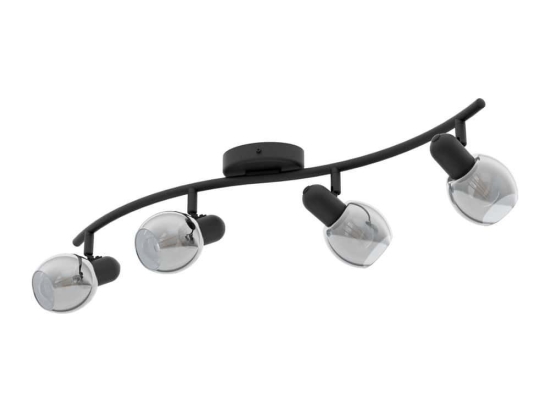 Φωτιστικό Οροφής Spot Pollica 98626 Black-Clear Eglo Μέταλλο,Γυαλί
