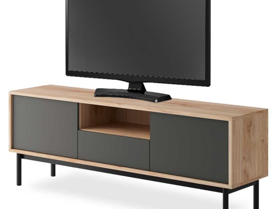 Έπιπλο τηλεόρασης Basic pakoworld φυσικό-ανθρακί 154x39x57εκ