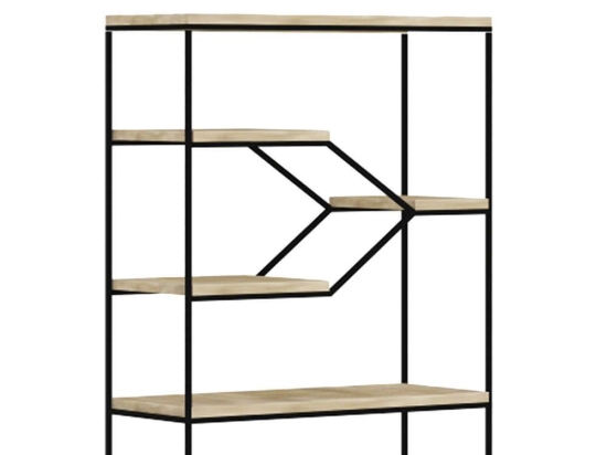 Βιβλιοθήκη Step Sonoma-Black 80x30x120cm 24-0470 Veneer, Μέταλλο