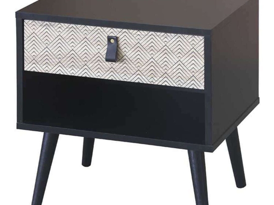 Κομοδίνο Omnia Sonoma-Black 50x39x50cm 09-1023 Μοριοσανίδα, Μελαμίνη
