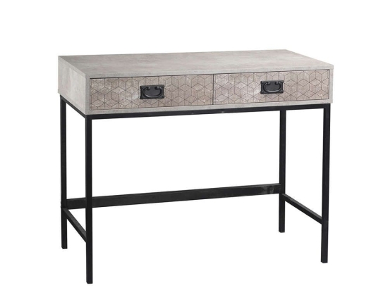 Κονσόλα 2Συρτάρια Rubik Cement-Black 100x40x80cm 05-0322 Μοριοσανίδα, Μέταλλο