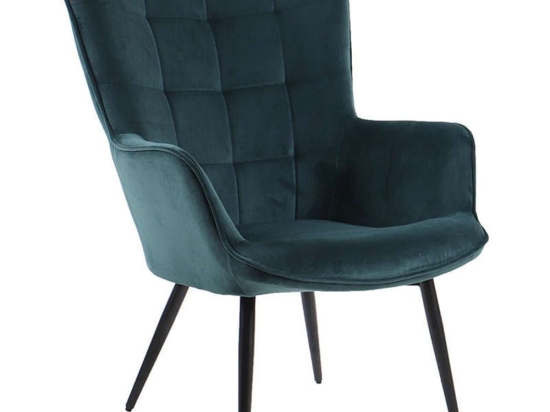 Πολυθρόνα Morgan Green-Black 71x79x99cm 01-2037 Βελούδο, Μέταλλο