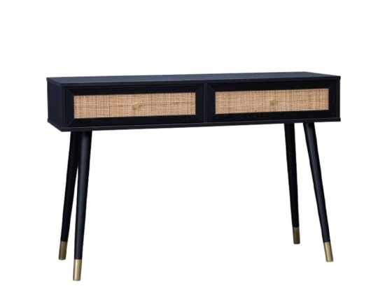 Γραφείο Vienna 24-0637 110x39xH74,2cm Black Με Rattan