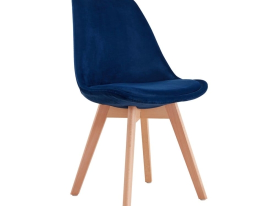 Καρέκλα Thelma 03-0844 (Σετ 4τμχ) 48x55xH83cm Blue Βελούδο, Ξύλο