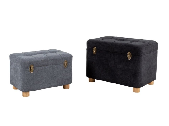 Σκαμπό Sandik (Σετ 2τμχ) Anthracite Grey 60-50x40-34xH43-33cm