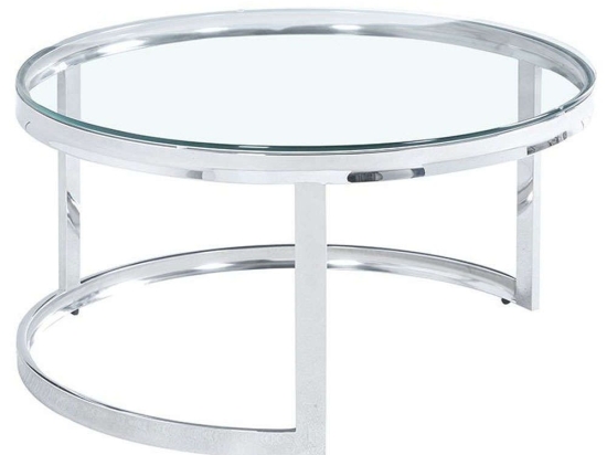 Τραπέζι Σαλονιού Louxor 04-0534 Φ80x43cm Silver-Clear