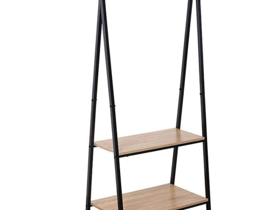 Κρεμάστρα Δαπέδου Με Ράφια Crochet 18-0011 64x40x150cm Sonoma-Black Μελαμίνη,Μέταλλο