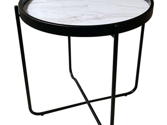 Τραπεζάκι Βοηθητικό Alabaster Φ53x55cm White-Black