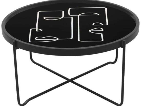 Τραπεζάκι Σαλονιού Face 04-0651 75x75x37,5cm Black-White