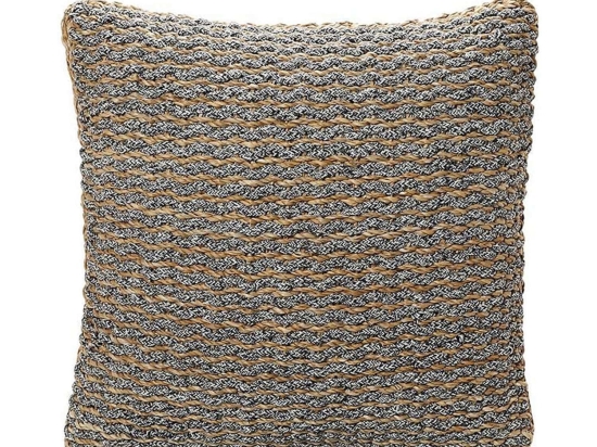 Πουφ KAG211 Beige-Grey 60x60x20EK, Espiel Seagrass