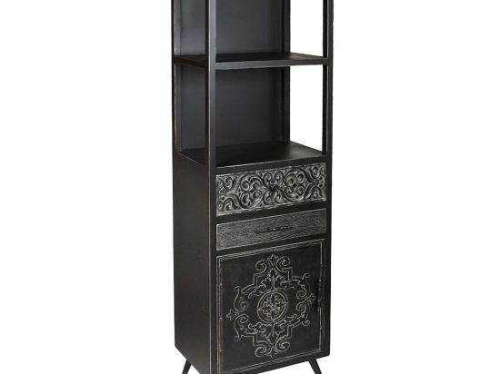 Ραφιέρα SAZ214 Black 48x35x169cm Espiel Mdf,Μέταλλο
