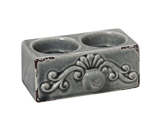 Βάση Ρεσώ Με Σκάλισμα 2 Θέσεων HEG118K6 Γκρι 5x12,5x8cm Espiel Κεραμικό