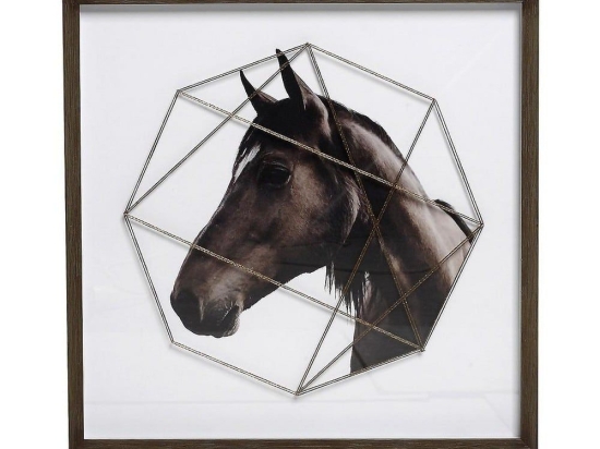Κάδρο Άλογο RAM201 Καφέ 50x50cm Espiel Τετράγωνοι Ξύλο,Γυαλί