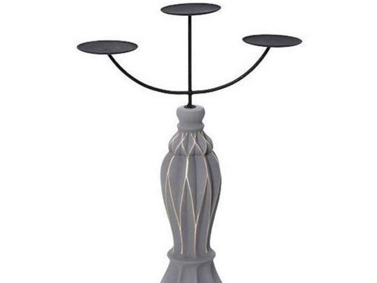 Κηροπήγιο 3 Θέσεων GIO103K2 Γκρι Ματ 44,7x34x10,5cm Espiel Κεραμικό