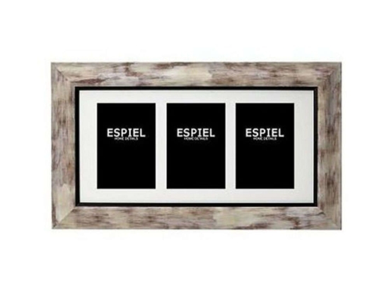 Κορνίζα 3πλη 10x15cm ECO341 Λευκό Πατίνα 48,5x28,5x1,5cm Espiel Ξύλο
