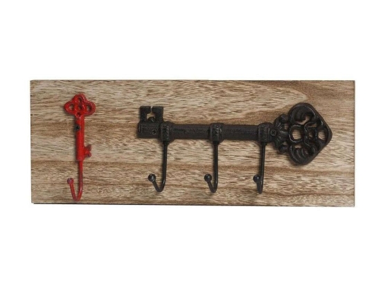 Κρεμάστρα Κλειδί KLI108K4 Κόκκινο-Μαύρο 15x40x6,5cm Espiel Ξύλο