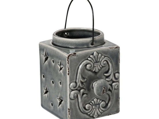 Φανάρι Με Σκάλισμα HEG112K2 Γκρι 10,5x11x9,5cm Espiel Κεραμικό