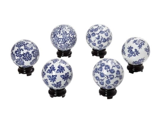 Διακοσμητικές Σφαίρες Assort FEG310K6 Φ4cm Blue-White Espiel Πορσελάνη