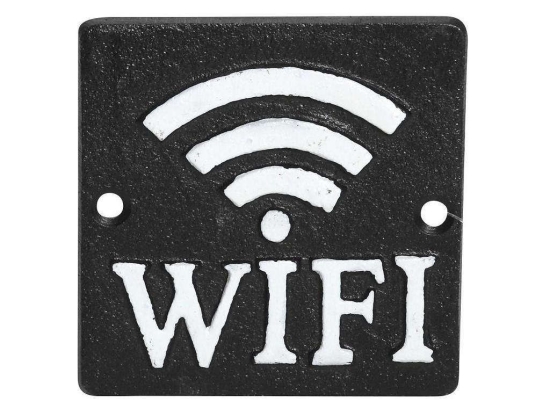 Διακοσμητικό Ταμπελάκι Wi-Fi KLI130K8 Μαύρο-Άσπρο 8,1X8,1X0,5Cm Espiel Μέταλλο