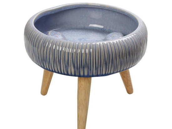 Μπολ Με Ξύλινα Πόδια CER2216 26,5cm Blue Espiel Κεραμικό