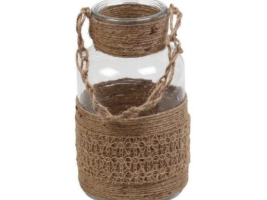 Φανάρι Με Πλέξη DET101 18Χ30cm Brown Espiel Σχοινί,Γυαλί